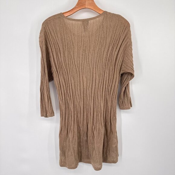 Chicos 2 Travelers Collection Metallic gold textured Knit Sweater Size Large - Picture 12 of 14